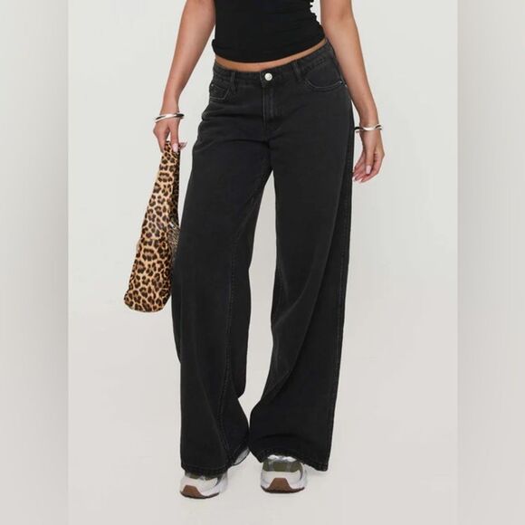 NWT Princess Polly Ramos Low Rise Denim Jeans Black 2 - Picture 2 of 8